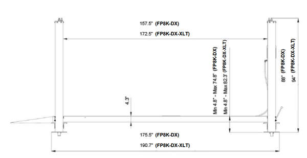 FP8K-DX Parking Lift by Tuxedo Diagram 1